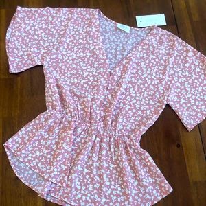 NWT Sienna Sky peplum floral blouse S